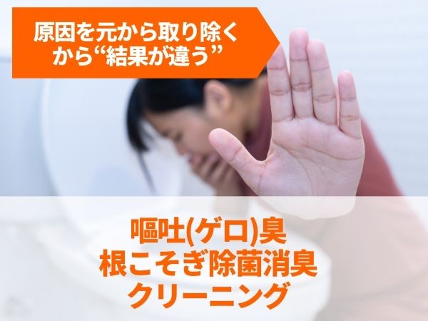 嘔吐（ゲロ）臭・根こそぎ除菌消臭クリーニング・元を取り除くから結果が違う